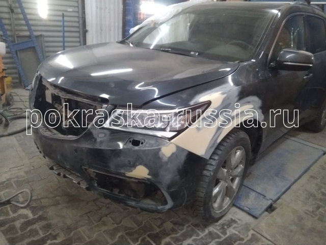 Покраска дверей, крыла и бампера автомобиля Acura MDX В нашем центре по покраске автомобилей в Москве была осуществлена покраска дверей, крыла и бампера автомобиля Acura MDX 4